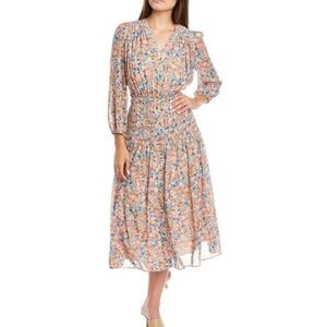 Shoshanna Aurora Floral Midi Dress Size 2 New With Tags
